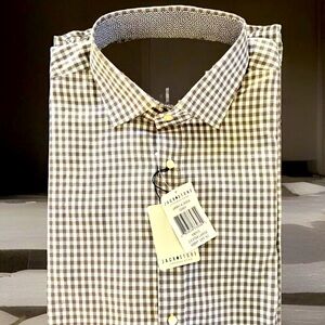 Jack Stone Mens 2XL Gray/White Flip Cuff Plaid Shirt EUC Thomas Dean